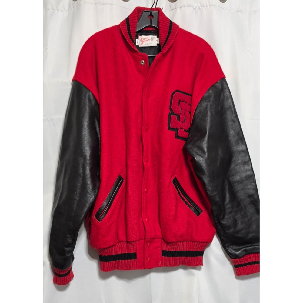 VTG Ripon Jackets Varsity Jacket Red Wool Black Leather San Diego State 50/2xl